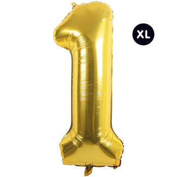 Ballon aluminium chiffre 1 doré, haut. 86 cm