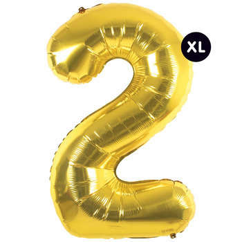 Ballon aluminium chiffre 2 doré, haut. 86 cm