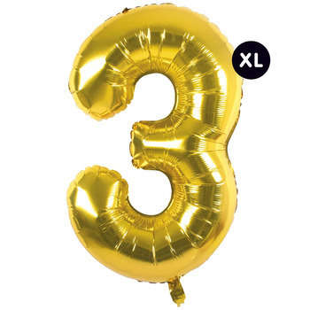 Ballon aluminium chiffre 3 doré, haut. 86 cm