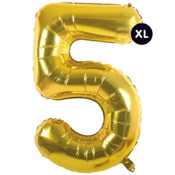 Ballon aluminium chiffre 5 doré, haut. 86 cm