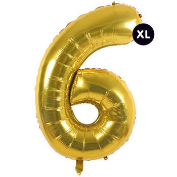 Ballon aluminium chiffre 6 doré, haut. 86 cm