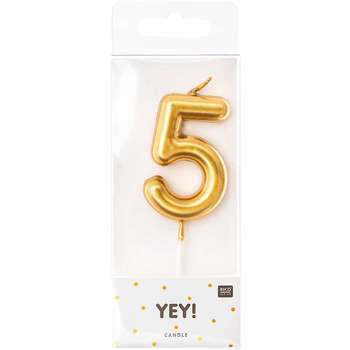 Bougie nombre 5 or
