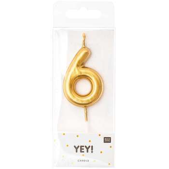 Bougie nombre 6 or