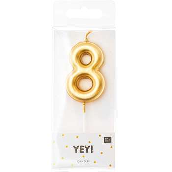 Bougie nombre 8 or