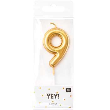 Bougie nombre 9 or
