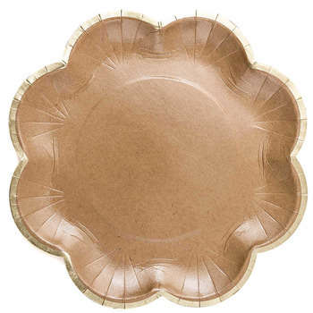 Assiette carton en forme de fleur kraft x12