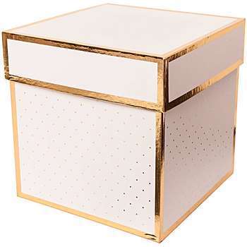 Boîte-cadeau carrée rose et dorée 15x15cm