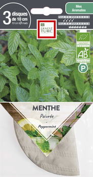 Graines de Menthe poivrée Bio en disque pré-semé e