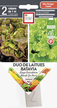 Duo de graines de laitues batavia Bio en ruban pré