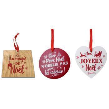 Suspension bois messages D 8 cm