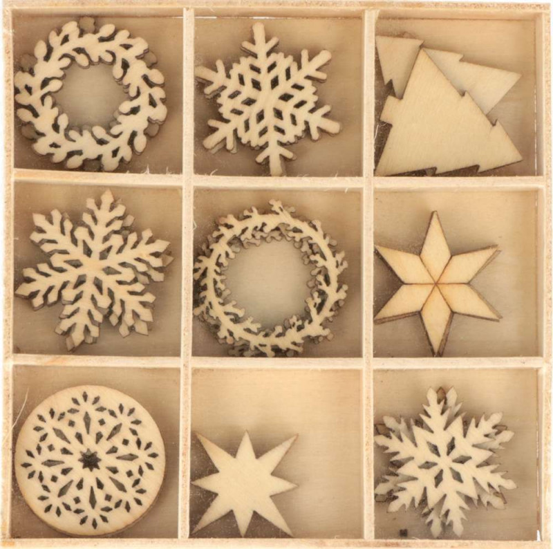 Set 9x3 silhouettes Noël en bois Merry Chrismas -
