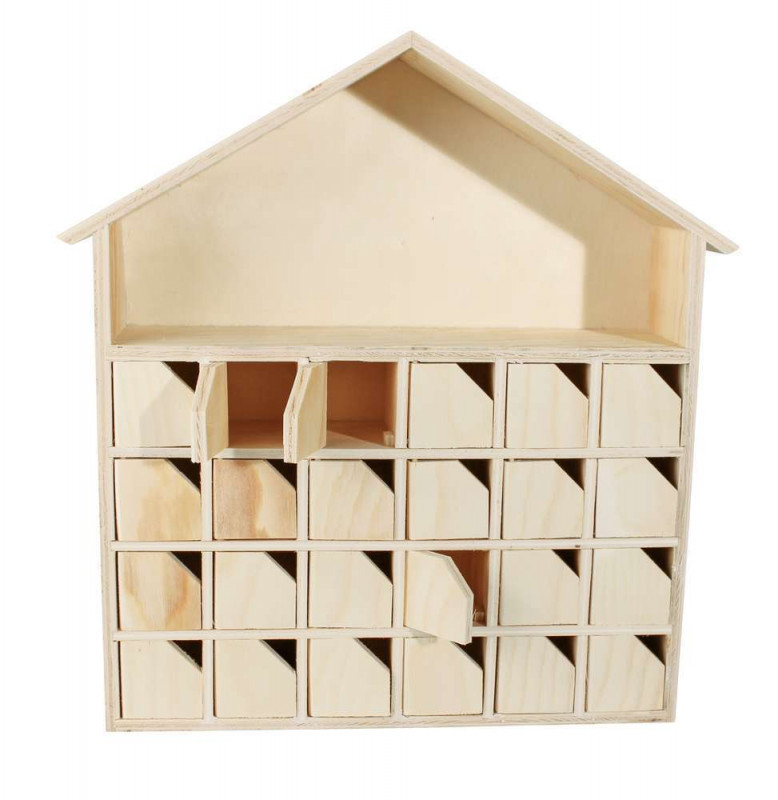 Maison de l'avent bois à poser 31 x 34 x 7 cm