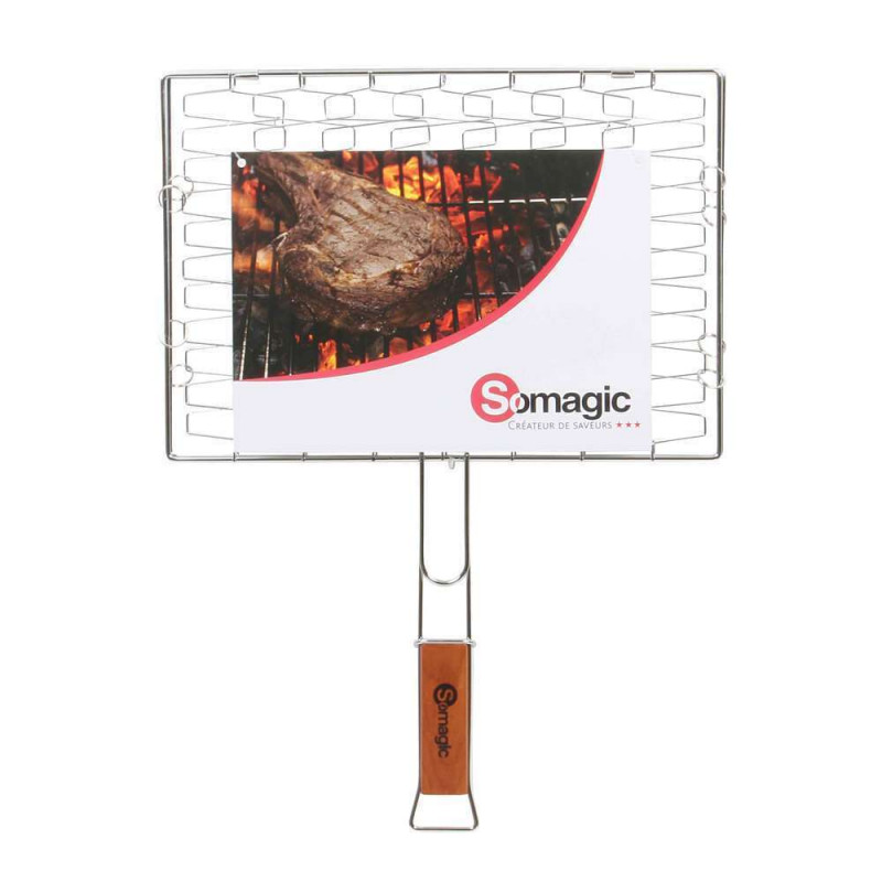 Grille barbecue double : acier, 40x28cm