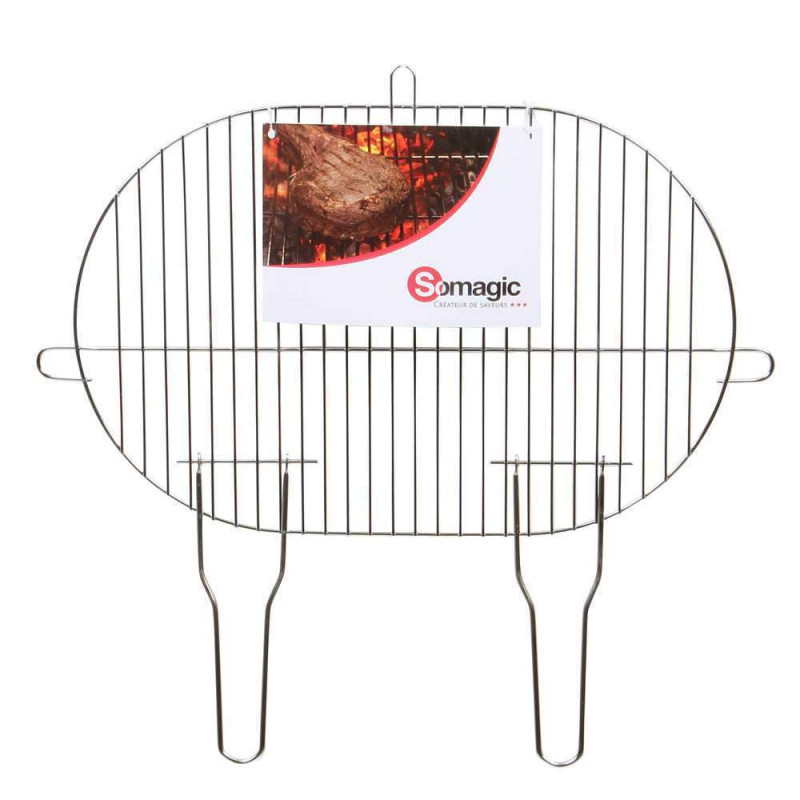 Grille barbecue ovale simple : acier, 50,5x33cm