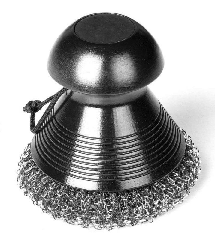 Brosse ronde pour plancha : inox, 9x8,6x9,5cm