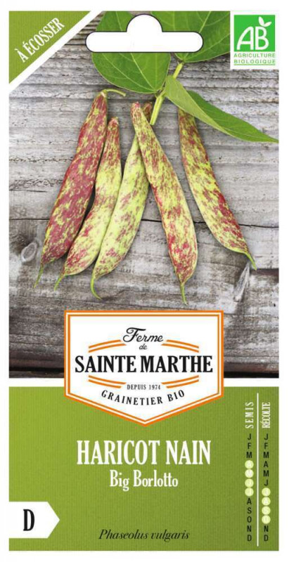 Graines de Haricot Nain Big Borlotto Bio Boite 80