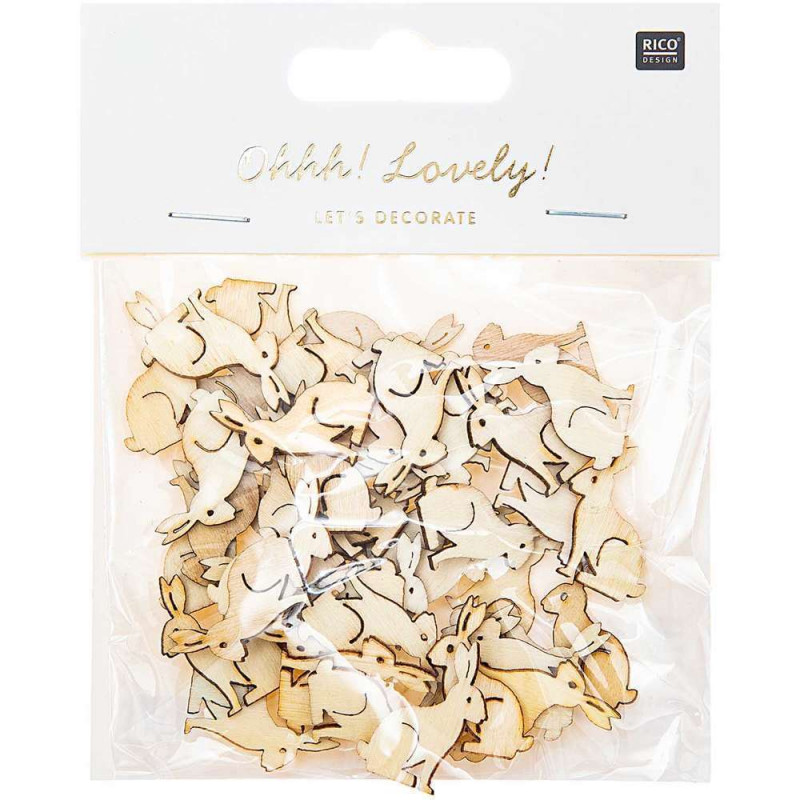 Confettis bois petits lapins nature