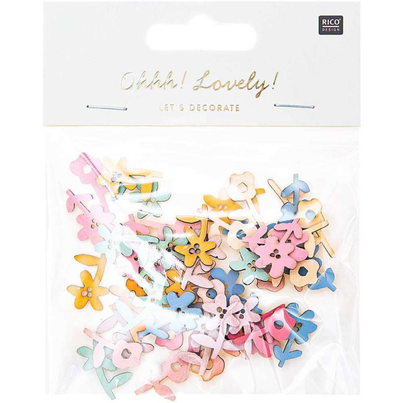 Confettis bois fleurs multicolors
