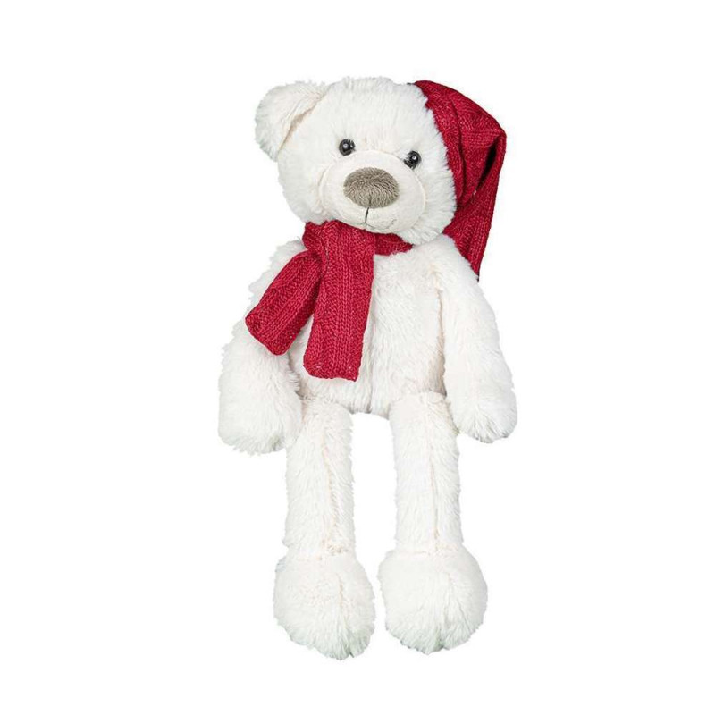 Peluche : ours, blanc, rouge, 48cm