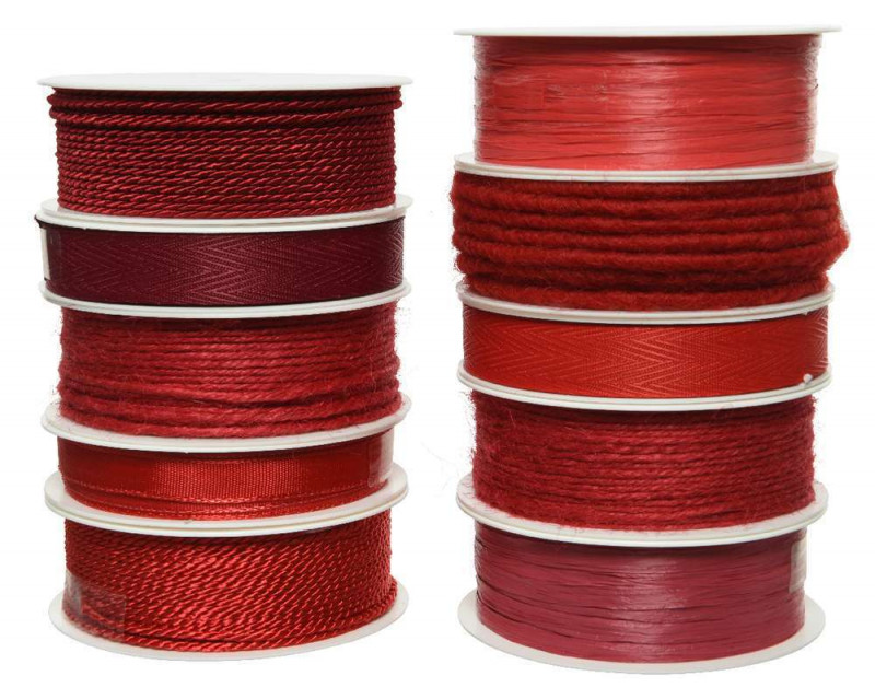 Ruban en polyester rouge - contient 10 rouleaux di