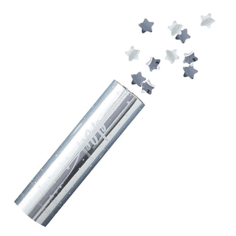 Canon confettis etoiles argentées