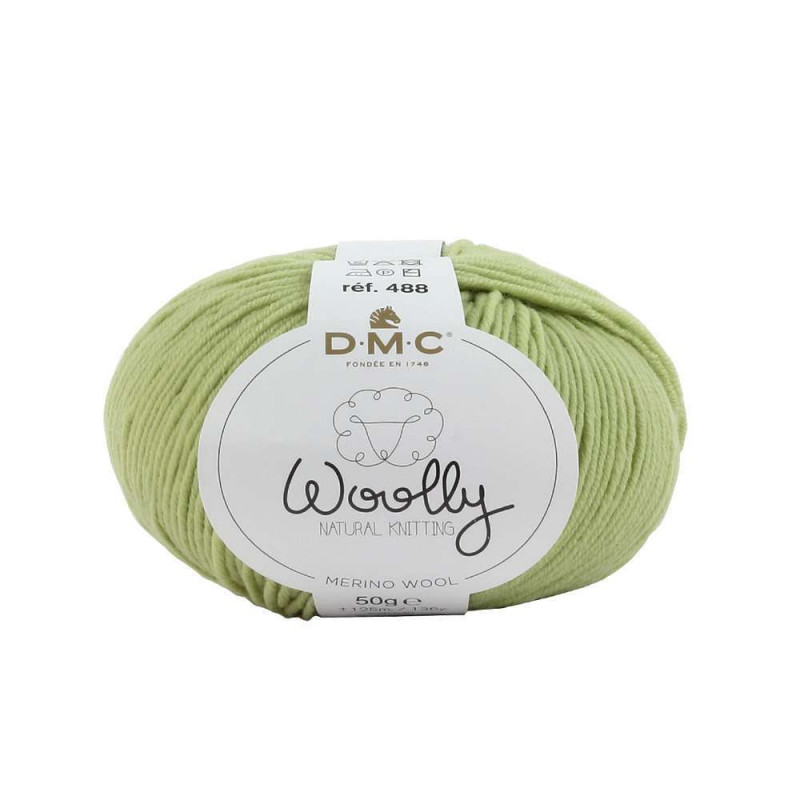 Pelote Woolly en laine mérinos coloris vert 890 -