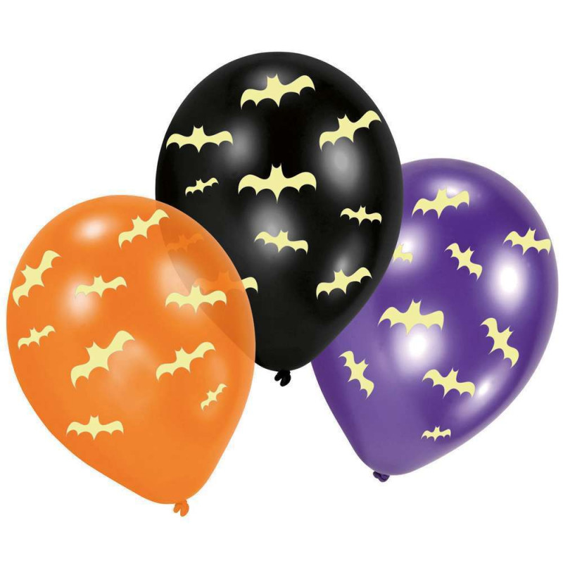 6 ballons chauve-souris en latex qui brillent dans