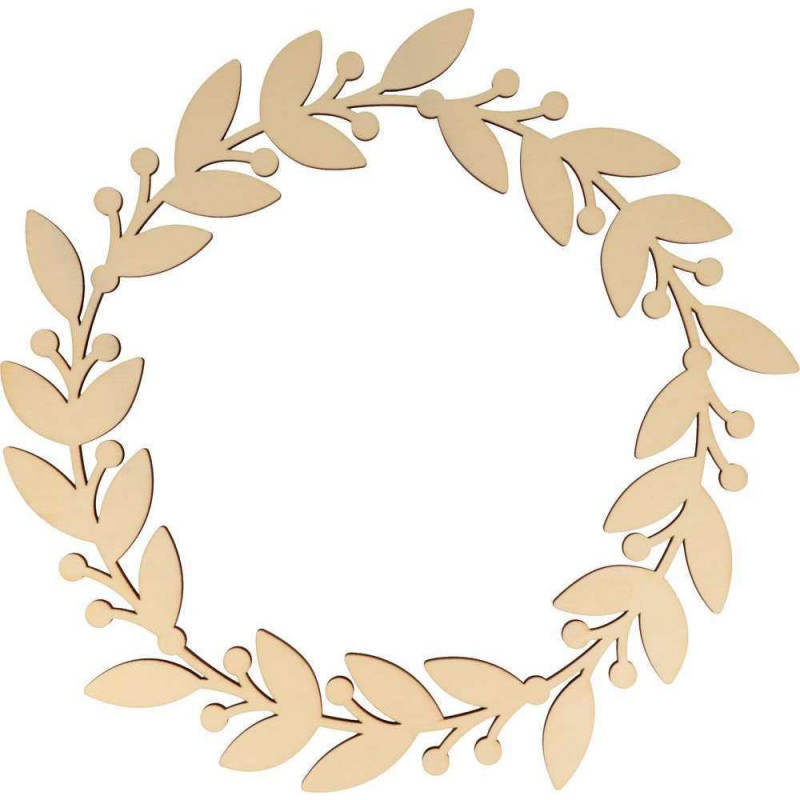 Couronne feuilles avec Baies en bois à décorer - 3