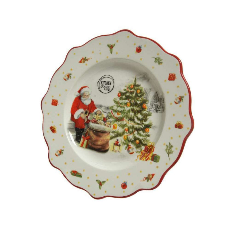 Assiette déco en dolomite scène Noël D.20cm