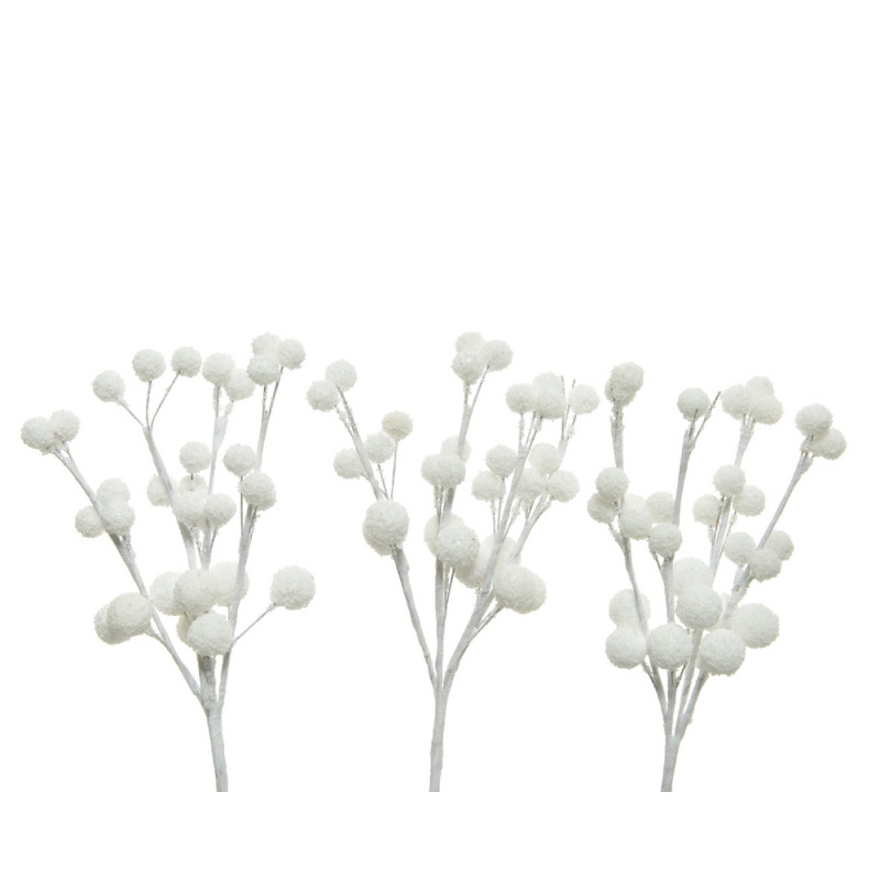 Branche baies spray mousse neige blanc L. 5 - H. 1