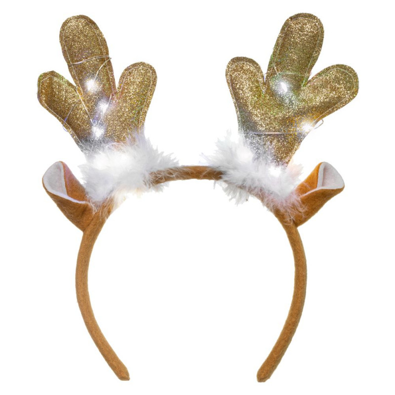 Serre tête, renne lumineux à LED - H. 22,7cm