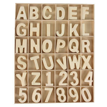 Chiffres et lettres assortis, en bois 3 à 3. 5 cm