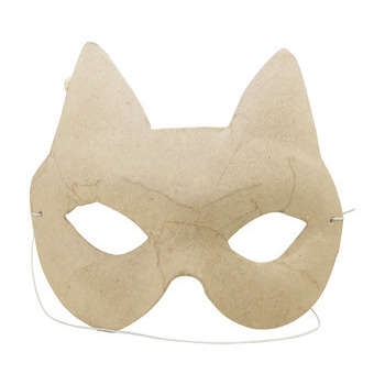 Petit masque 'Chat', en papier mâché l. 13 x H. 11