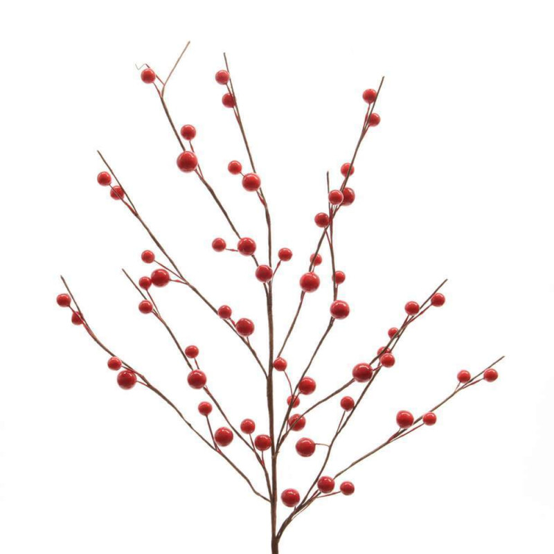 Branche de baies mousse 15x55cm rouge