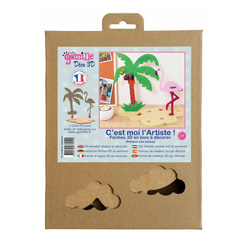 Kit flamant rose palmier déco 3D : à décorer