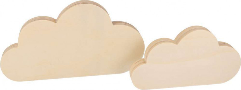 Set de 2 nuages en bois, à décorer