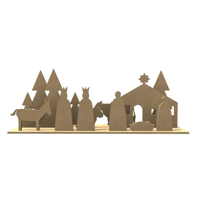 Crèche en bois de 15 pièces à décorer