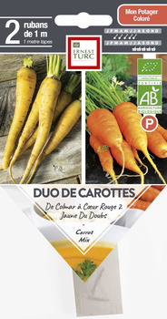 Graines de Duo de carottes Bio en ruban pré-semé e