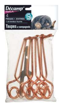 Pièges à taupes avec tendeur:lot de 4 pièges