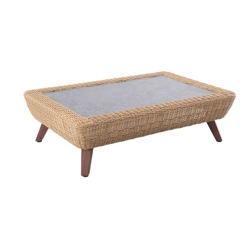 Table basse RIVIERA en aluminium et résine tressée