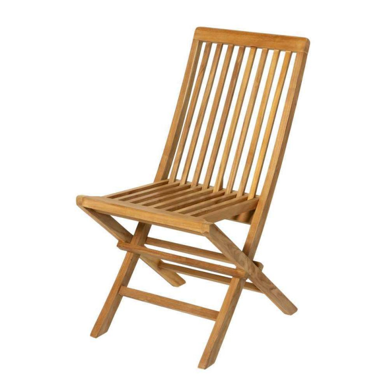 Chaise pliante : teck, naturel, 112x47x13,5cm
