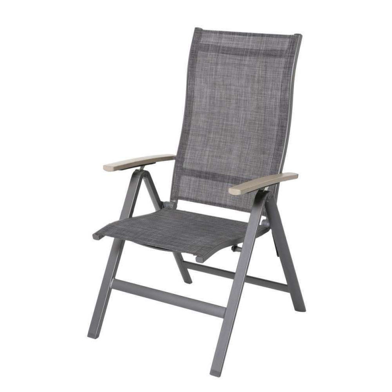Fauteuil STELLA en alu et toile anthracite - 66x58