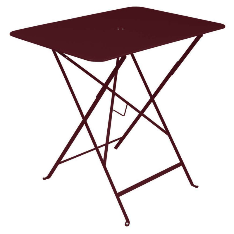 Table bistro : acier 77x57cm cerise noire