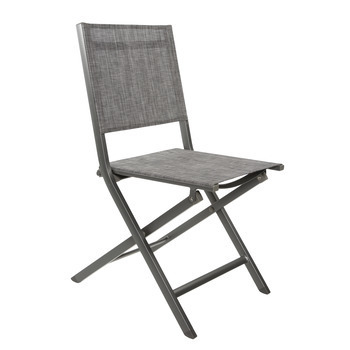 Chaise pliante ERIS en aluminium et toile gris chi