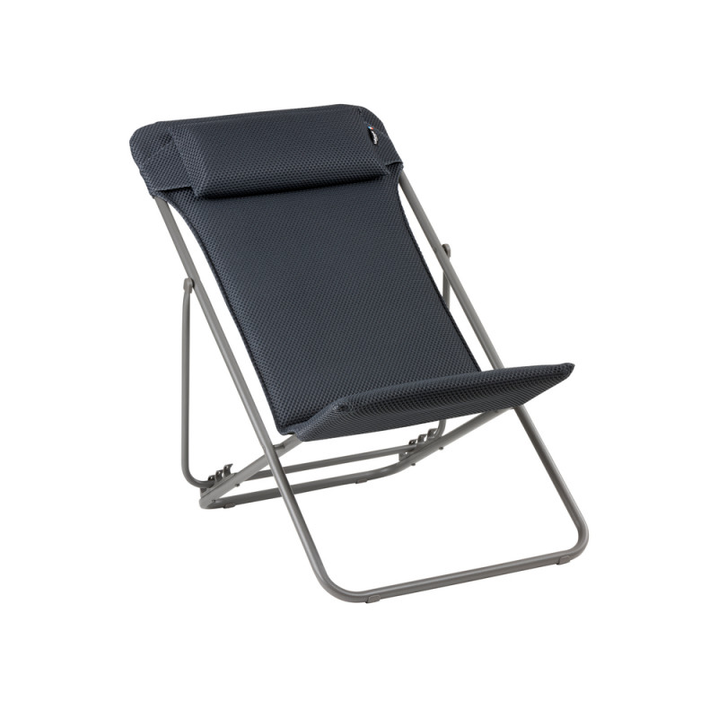 Maxi Transat en acier et toile BeComfort gris fonc