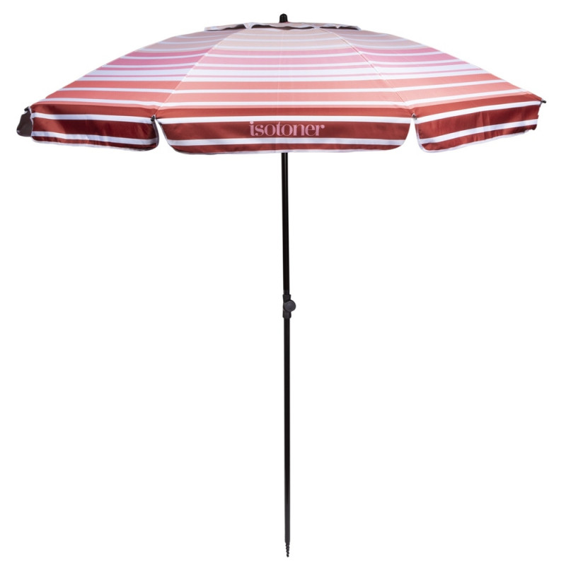 Parasol de plage inclinable, à rayures mixtes saum