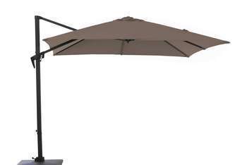 Parasol déporté en toile taupe avec mât inclinable
