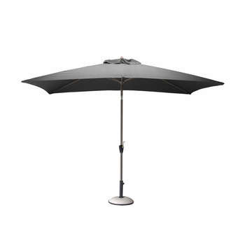 Parasol en toile noire avec manivelle - 300x200 cm