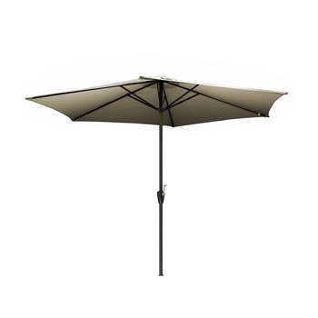 Parasol en toile taupe avec manivelle - D300 cm