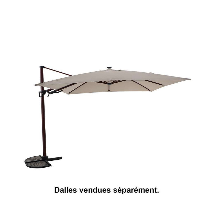 Parasol Solis en toile beige avec LED intégrées -
